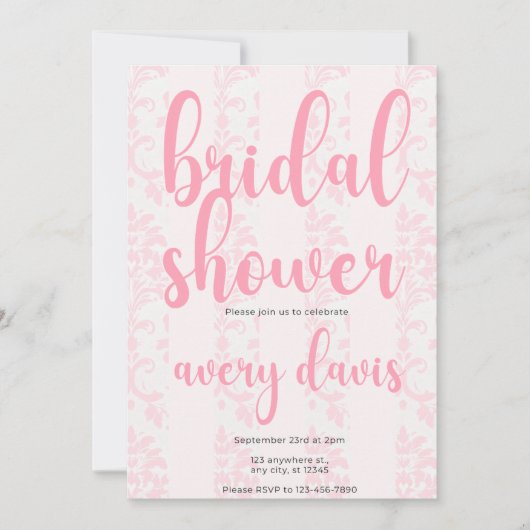 Invitation Élégante Rose Damask (Devant)