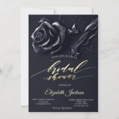 Invitation Elégante Rose de bleu foncé Fête des mariées gothi (Devant)