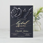 Invitation Elégante Rose de bleu foncé Fête des mariées gothi (Debout devant)