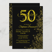 Invitation Elégante Rose dorée pour femmes 50e anniversaire (Devant / Derrière)