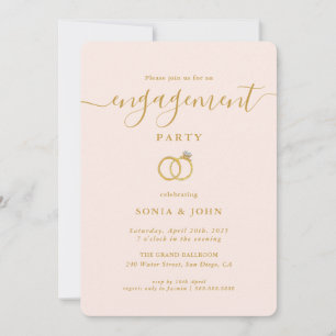 Invitation élégante rose et or pour une fête de fi