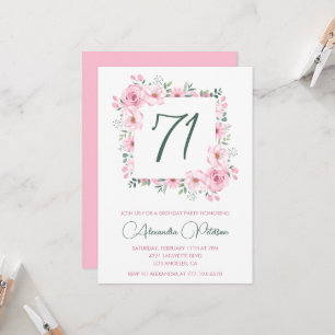 Invitation élégante rose florale aquarelle 71e ann