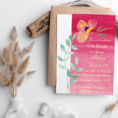 Invitation élégante rose florale pour les 50 ans