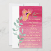 Invitation élégante rose florale pour les 50 ans (Devant)