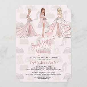 Invitation Elégante Rose Gold Bachelorette Weekend