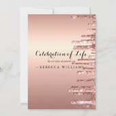 Invitation Élégante Rose Gold Célébration de la vie (Dos)