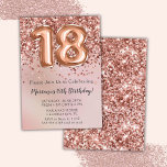 Invitation Élégante Rose Gold Kids Girl 18ème anniversaire Fê<br><div class="desc">Élégante invitation à la fête du 18ème anniversaire de l'or rose pour une fille de 18 ans avec un script élégant avec une police noire et des ballons de papier amusant.</div>