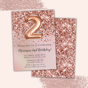 Invitation élégante rose gold pour les 2 ans d'une