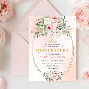 Invitation Élégante Rose Gold pour Quinceañera Boh