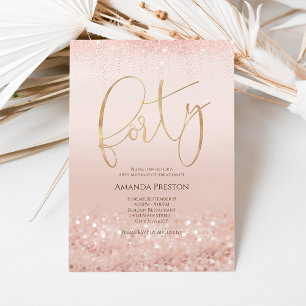 Invitation élégante rose gold pour ses 40 ans pour