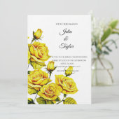 Invitation Élégante Rose Jaune (Debout devant)