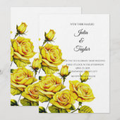Invitation Élégante Rose Jaune (Devant / Derrière)