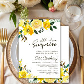Invitation Élégante Rose jaune Florale Surprise 21e anniversa