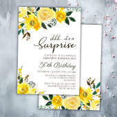 Invitation Élégante Rose jaune Florale Surprise 50e anniversa