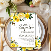 Invitation Élégante Rose jaune Florale Surprise 60e anniversa