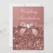 Invitation Elégante Rose Mariage or Diamonds Parties scintill (Devant)