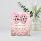 Invitation Elégante Rose moderne Gold 30th Birthday Party (Debout devant)