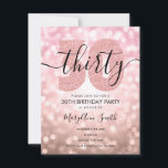 Invitation Elégante Rose moderne Gold 30th Birthday Party<br><div class="desc">Elégant 30e anniversaire Rose Gold Parties scintillant Lumières modèle d'invitation. Idéal pour les fêtes du 30e anniversaire pour les hommes et les femmes.</div>