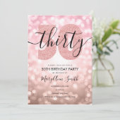 Invitation Elégante Rose moderne Gold 30th Birthday Party (Debout devant)