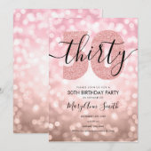 Invitation Elégante Rose moderne Gold 30th Birthday Party (Devant / Derrière)