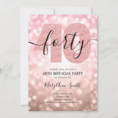 Invitation Elégante Rose moderne Gold 40th Birthday Party (Devant)
