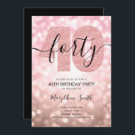 Invitation Elégante Rose moderne Gold 40th Birthday Party<br><div class="desc">Elégant 40e anniversaire Rose Gold Parties scintillant Lumières modèle d'invitation. Idéal pour les fêtes de 40e anniversaire pour hommes & femmes.</div>