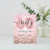 Invitation Elégante Rose moderne Gold 60e fête d'anniversaire (Debout devant)