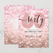 Invitation Elégante Rose moderne Gold 60e fête d'anniversaire (Devant / Derrière)