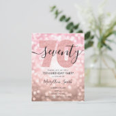 Invitation Elégante Rose moderne Gold 70e fête d'anniversaire (Debout devant)