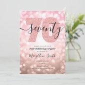 Invitation Elégante Rose moderne Gold 70e fête d'anniversaire (Debout devant)