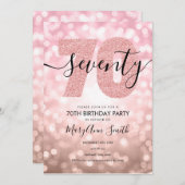 Invitation Elégante Rose moderne Gold 70e fête d'anniversaire (Devant / Derrière)