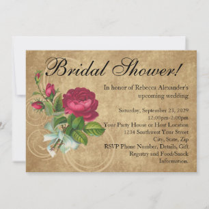 Invitation Élégante Rose nuptiale Vintage