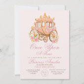 Invitation Elégante Rose or Floral Princesse 1er anniversaire (Devant)