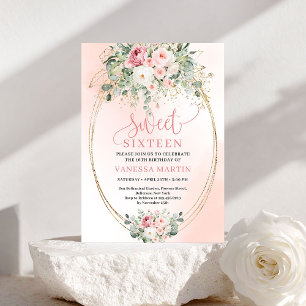 Invitation Élégante Rose Pâle Or pour Sweet Sixtee