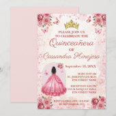 Invitation Élégante Rose Pâle pour Quinceañera 15  (Devant / Derrière)