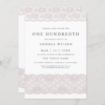 Invitation élégante rose pour 100e anniversaire