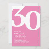 Invitation élégante rose pour 30e anniversaire (Devant)