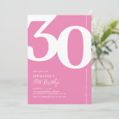 Invitation élégante rose pour 30e anniversaire (Debout devant)