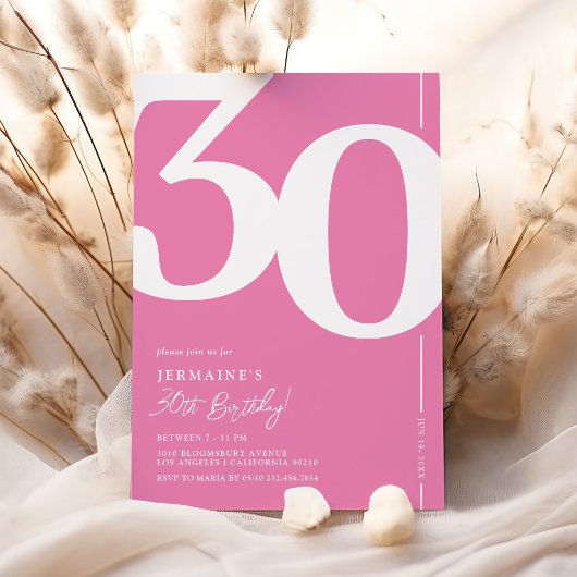 Invitation élégante rose pour 30e anniversaire