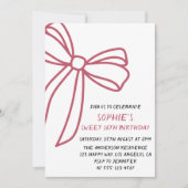 Invitation Élégante Rose pour les 16 Ans (Devant)