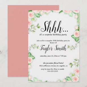 Invitation élégante rose pour une fête surprise fl