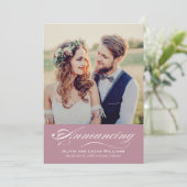 Invitation Élégante Rose Poussiéreuse Écriture Photo de Maria (Debout devant)