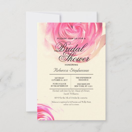 Invitation Élégante Rose Pretty Impression (Devant)