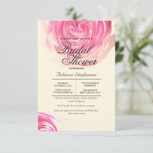 Invitation Élégante Rose Pretty Impression (Debout devant)