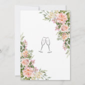 Invitation Elégante rose rose Aquarelle Fête des mariées flor (Dos)