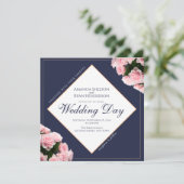 Invitation Élégante Rose Rose Bouquet Fleurs Mariage Floral (Debout devant)