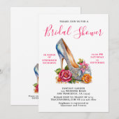 Invitation Elégante Rose rose Fête des mariées de chaussures  (Devant / Derrière)