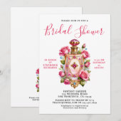 Invitation Élégante Rose rose Fête des mariées de parfum flor (Devant / Derrière)