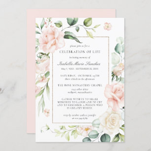 Invitation Élégante Rose rose Floral Célébration de Life Invi