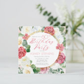 Invitation Élégante rose rose | Gold Frame 60th Birthday Part (Debout devant)
